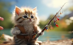 小猫咪钓鱼创意画怎么画？简单步骤教程在这里