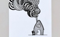 线条黑白画创意，线条黑白画创意图片