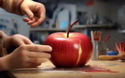 创意画苹果人
