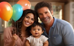 创意的一家三口周岁照