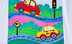 水粉创意画汽车