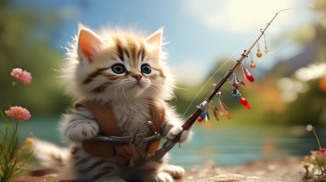 小猫咪钓鱼创意画怎么画？简单步骤教程在这里-图1