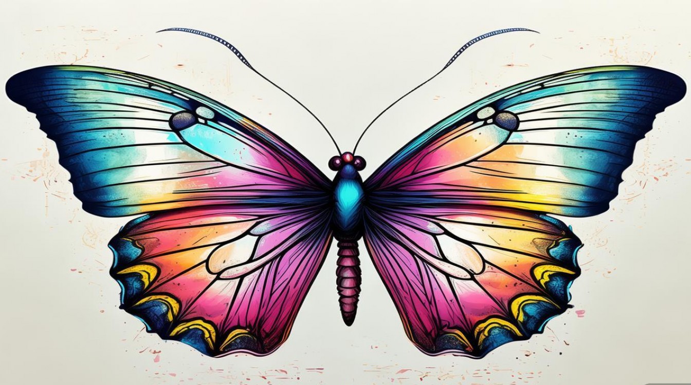 蝴蝶创意素描画-图1