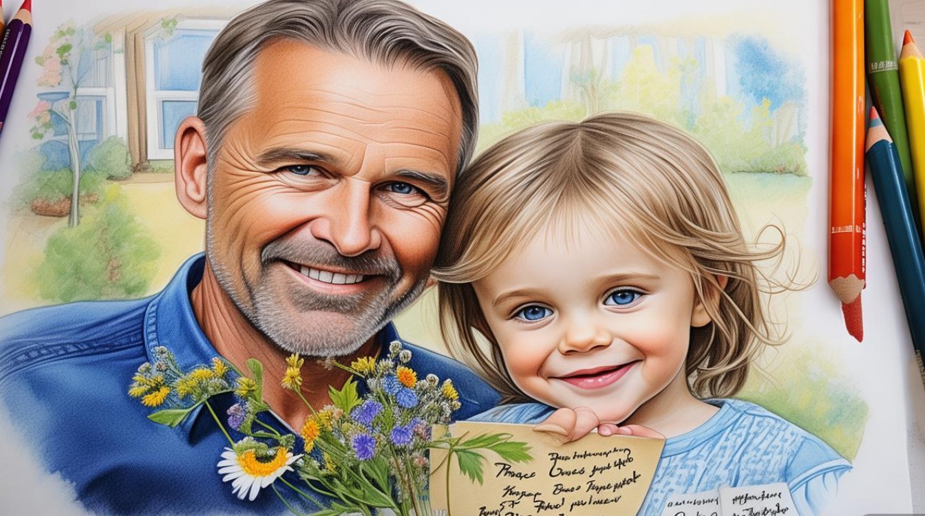 彩铅父亲节创意画-图1 彩铅父亲节创意画-图1