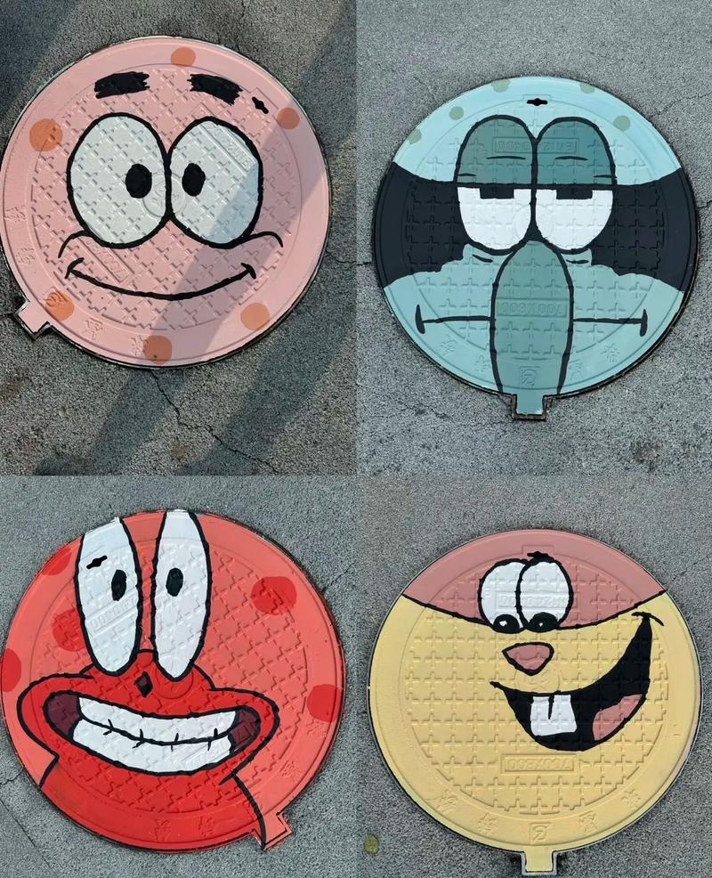 日本创意井盖涂鸦图片-图1