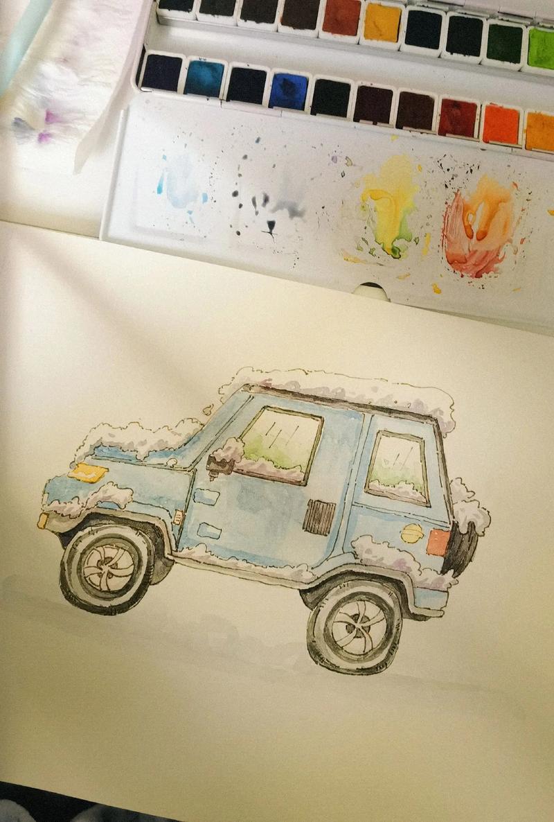 水粉创意画汽车-图2