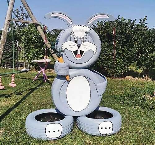 创意轮胎兔子,废旧轮胎如何变身萌兔?-图1 创意轮胎兔子,废旧轮胎如何变身萌兔?-图1