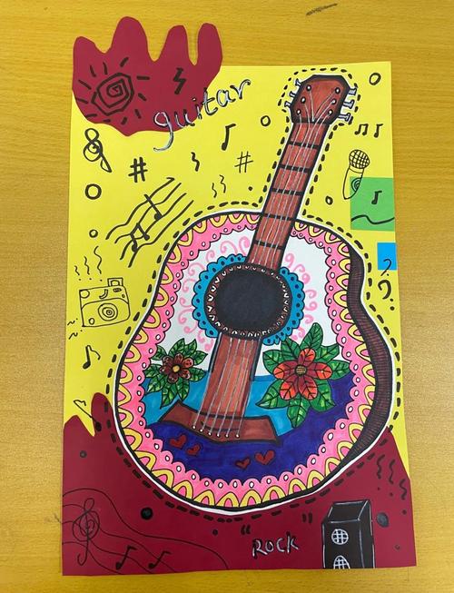 吉他乐器创意画，如何画出音乐与艺术的碰撞？-图1