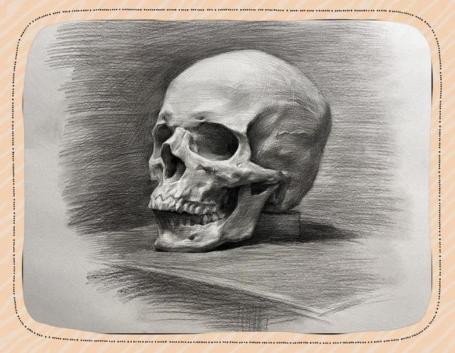 头骨创意绘画如何突破传统素描的边界？-图1