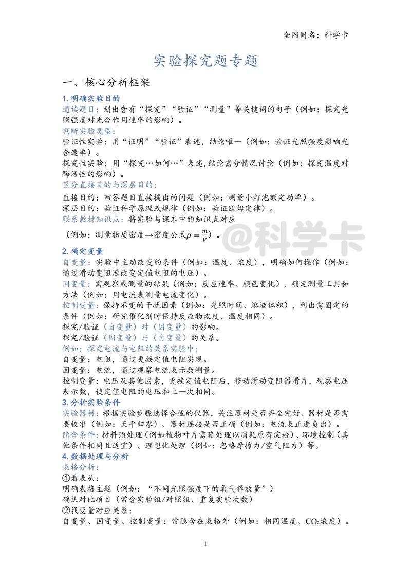 实验探究题解题技巧,实验探究题解题技巧和方法-图1 实验探究题解题技巧,实验探究题解题技巧和方法-图1