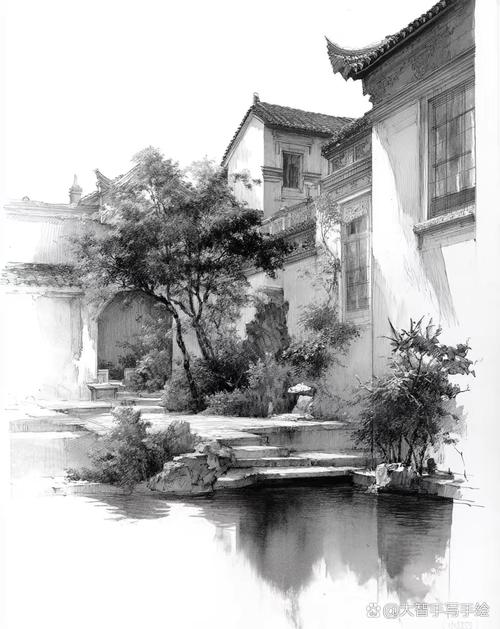 古建筑创意素描-图3