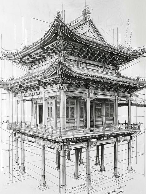 古建筑创意素描-图2