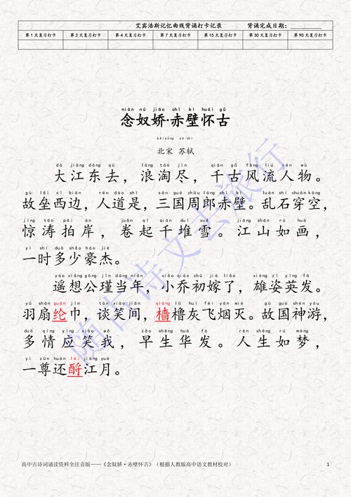 赤壁怀古 诵读技巧，赤壁怀古朗读技巧-图1