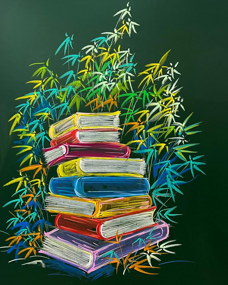 简单创意黑板报粉笔画-图1